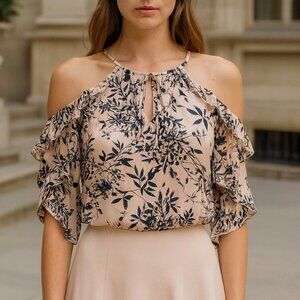 Parker 100% Silk Floral Blouse Sz M